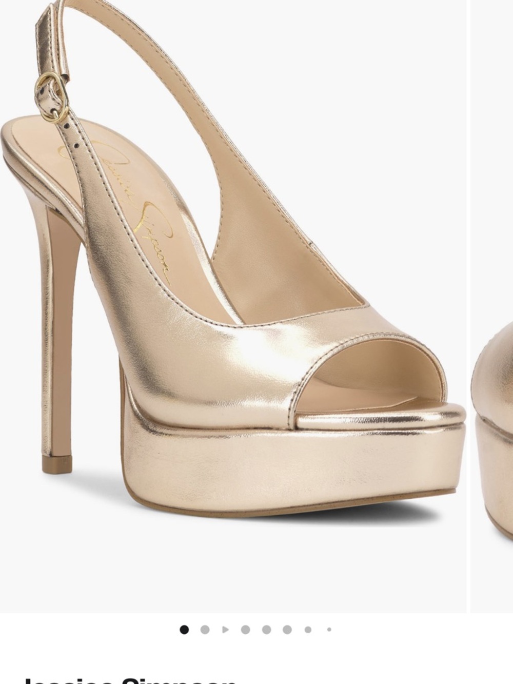 Jessica Simpson Metallic Gold Peep-Toe Platform Slingback Heels